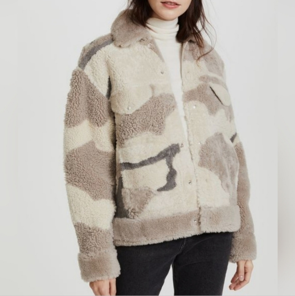 RAG & BONE JAKE LAMB SHEARLING CAMOUFLAGE JACKET
